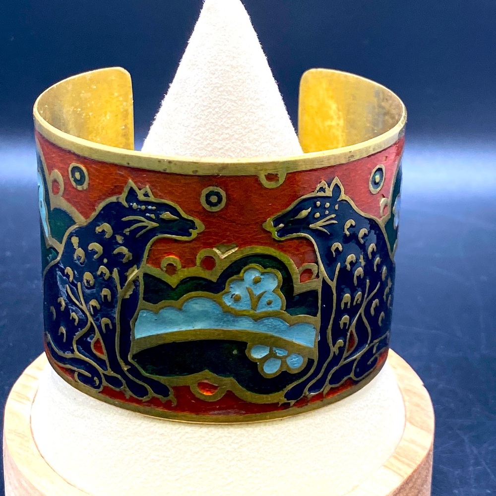 Enameled Brass Cuff Bracelet